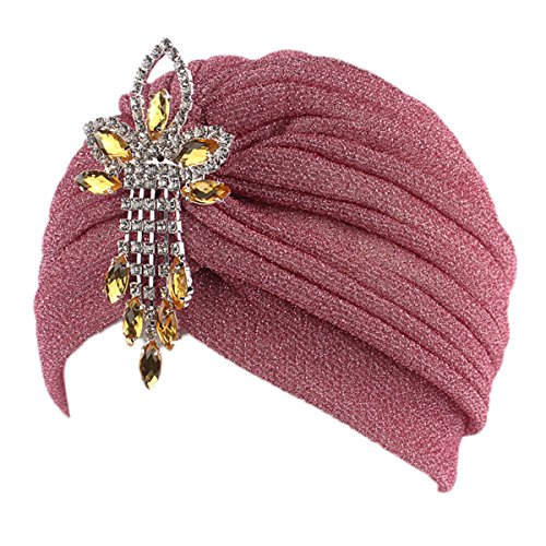 Qhome Womens Striped Shiny Shimmer Glitter Sparkly Turban Hats Hijab Cap