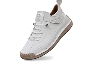 Women’s Soft Sole Leather Flat Casual Walking Shoes Comfortable Breathable Slip On Low Top Sneakers