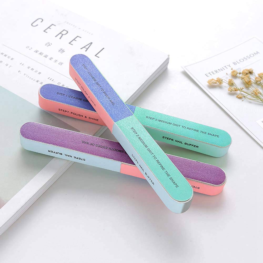 10 PCS IFUNSON Professional 7 Way Nail File and Buffers for Women Girls, Emery Boards, Manicure Tools : Beauty