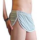 Akkad Kuti Mens Sexy Thong Underwear Skirt Arpon Design Split Sides Boxer Briefs Lounge Shorts with Pouch