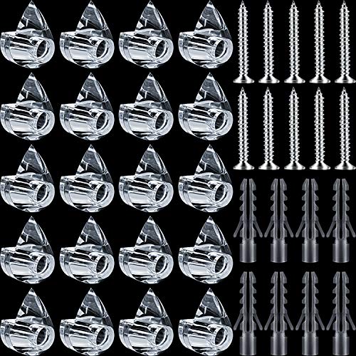 Tatuo Clear Plastic Mirror Holder Clips, Mirror Hanging Kit for Wall