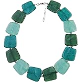 MMIUAEG Geometric Choker Necklace for Women Colorful Chunky Square Round Shaped Beaded Necklace Boho Jewelry Holiday Party Accessories