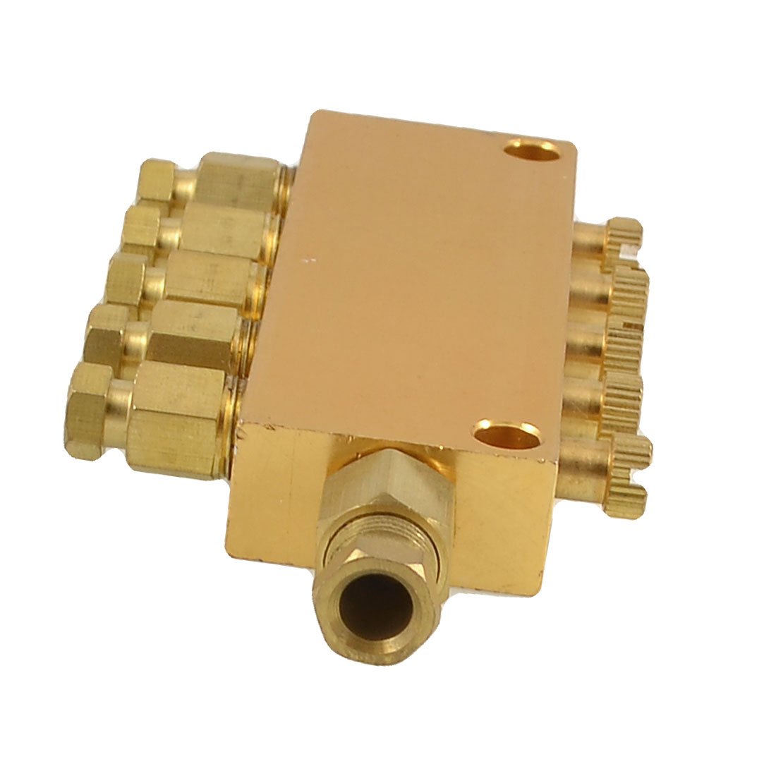 Sourcingmap Air Pneumatic Brass Adjustable 5 Ways Distributor Regulating Manifold