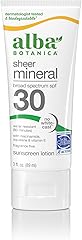 Alba Botanica Sunscreen Lotion, Sensitive Mineral, SPF 30, Fragrance Free, 3 oz