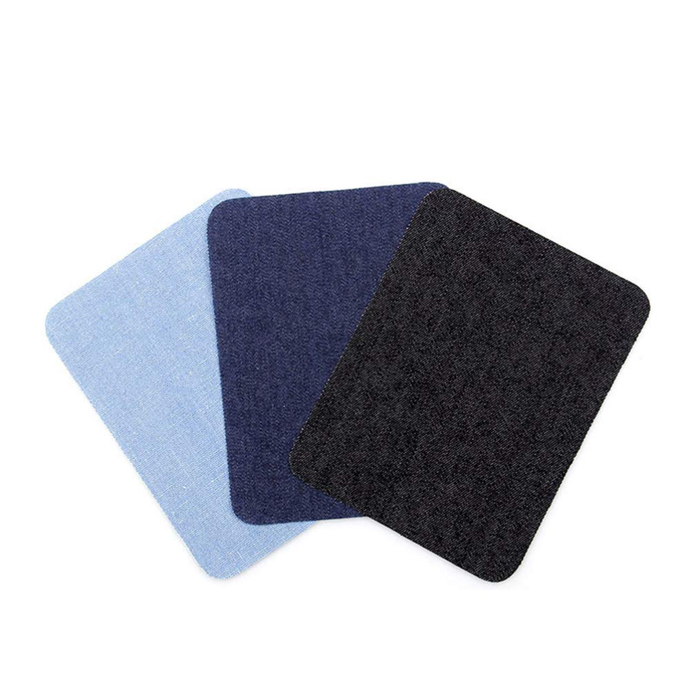 EXCEART 12pcs Square Denim Patches Iron On Denim Patches Jeans Repair Patches Black Jean Patches Blue Denim Patches for Clothing DIY Reparing Patches (Black+ Dark Blue+ Light Blue)