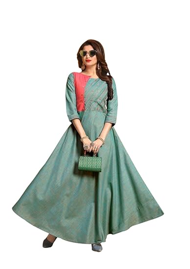 Gown Designer Anarkali Round Neck Silk 