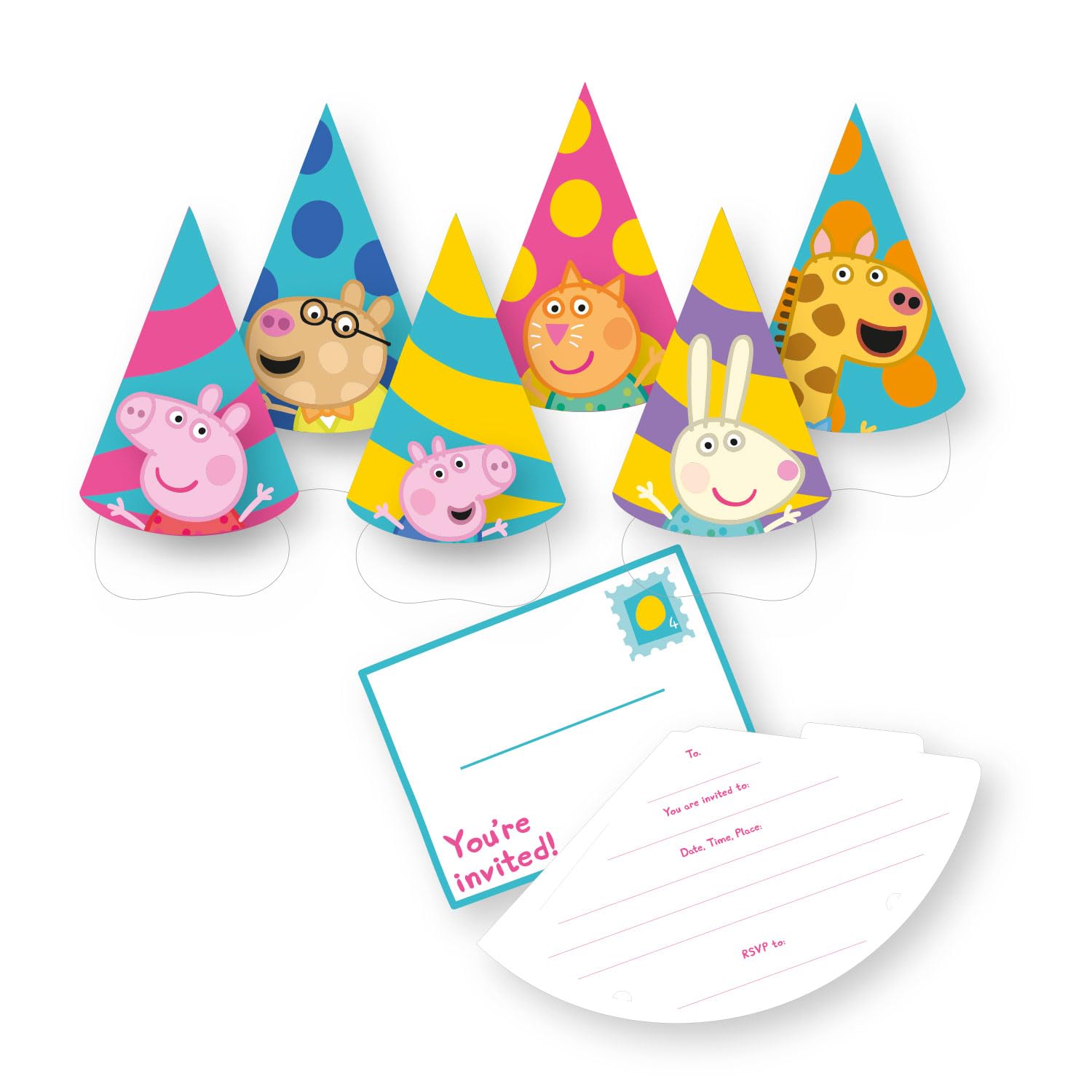 Amscan 9918347 - Peppa Pig Kids Birthday Party Invitations & Envelopes - 6 Pack