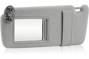 ILONPA Gray Driver Left Side Sun Visor Replacement Compatible with 2007 2008 2009 2010 2011 Toyota Camry Without Sunroof Replace 74320-06780-B0, 74320-33B81-B0