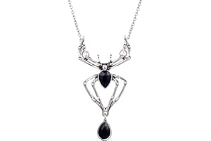 Vintage Gothic Spider Necklace Halloween Crystal Spider Pendant Necklace Punk Style Reptile Animal Jewelry for Woman