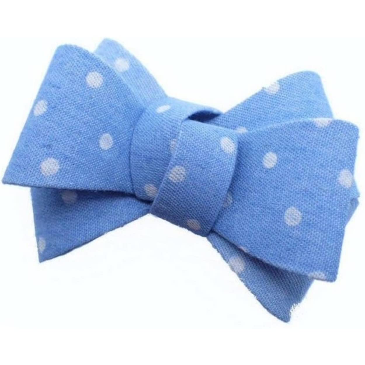 Topkids Accessories Handmade Hair Bow Vintage Luxury Beautiful Clip In Hand-Made Hair Bows Stylish Girls Women's Kids Children's Hand-Made Boutique Designs (Blue Denim Polka Dot)