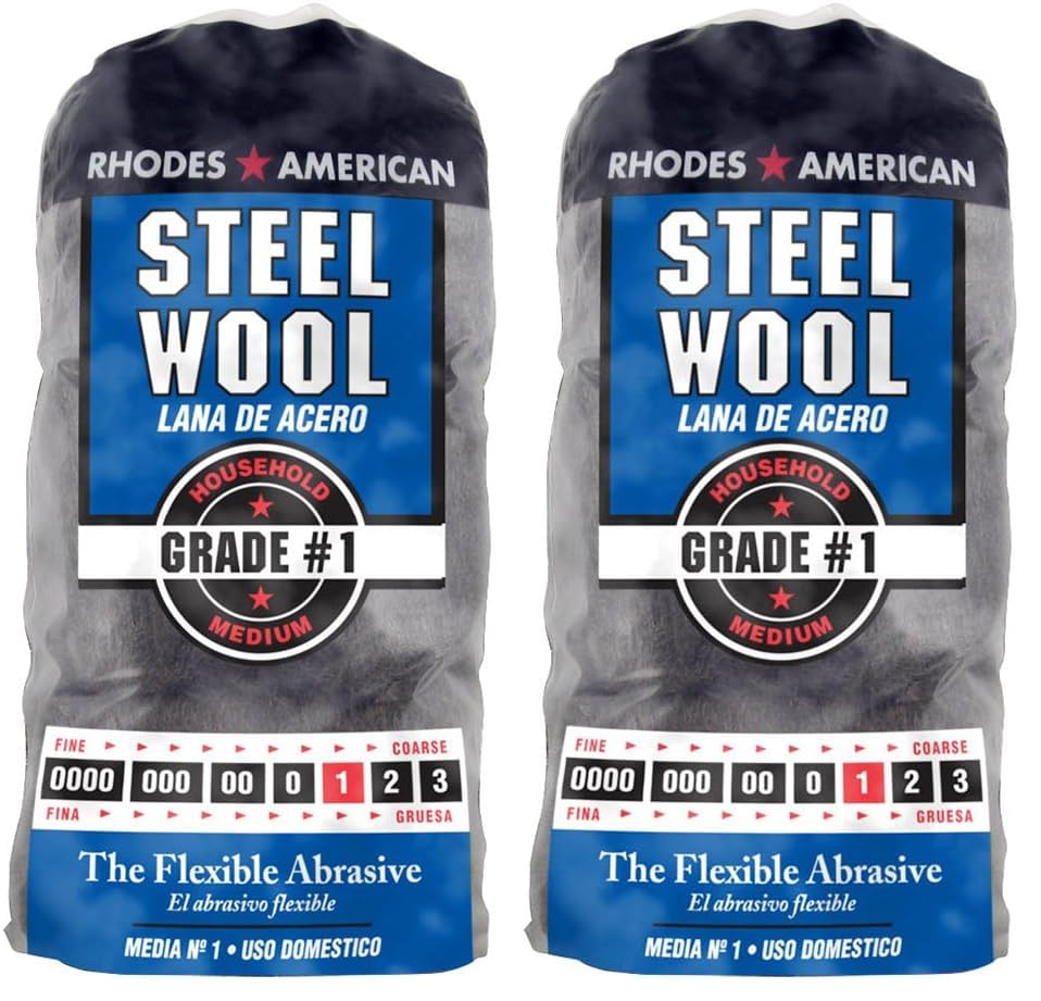 Homax Steel Wool, 12 pad, Medium Grade #1, Rhodes