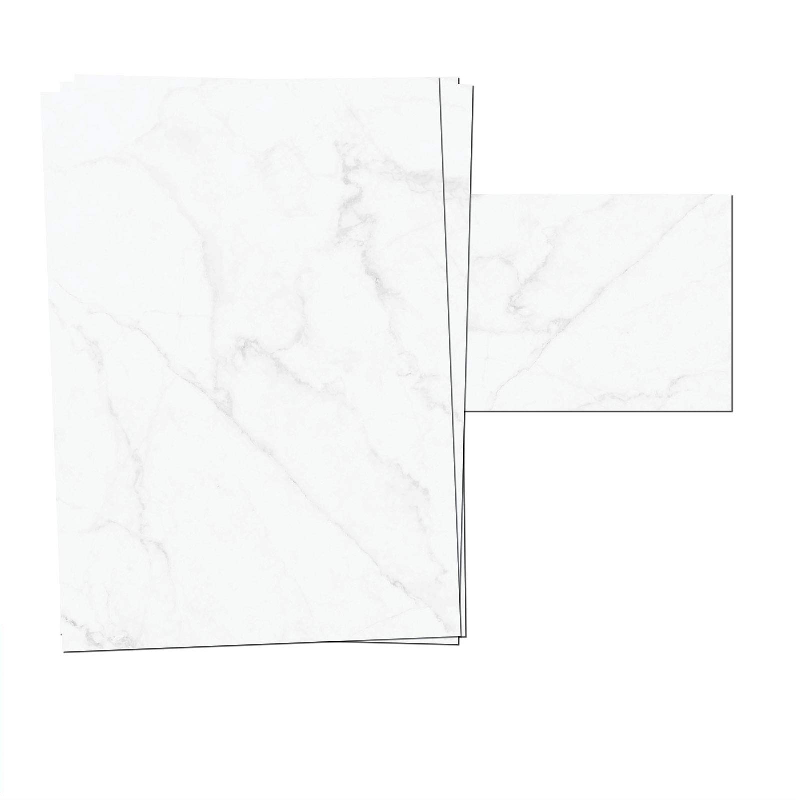 Presentou Letter Paper, Printed on Both Sides, 120 g Paper, Design Paper, Certificate Paper, Menu, Love Letter (Marbled, 25 + 25 Sheets + Envelopes)