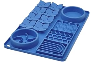 Evenco Slow Feeder Bowl, Silicone Lick Mat with Suction Cups for Dog Cat, Snuffle Mat for Pet Smell Training, Puzzle Toys for Bored Puppy, Interactive Sniff Mat for Slow Eating and Keep Busy, Blue