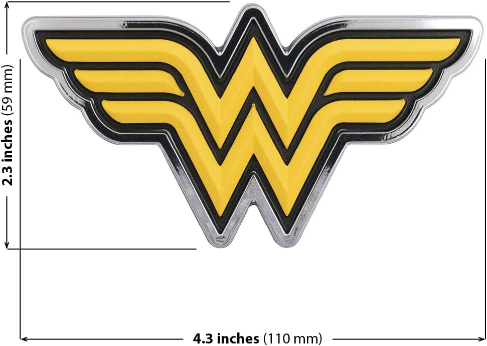 Fan Emblems Wonder Woman 3D Car Badge (Classic Logo - Yellow and Black), 2.3 x 4.3 x 0.2 inches - Image 3