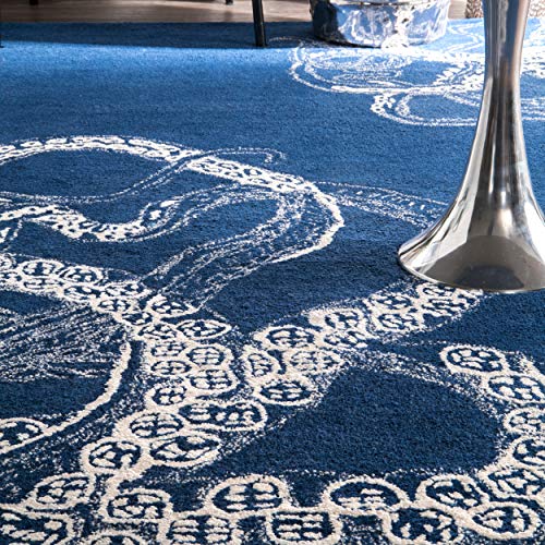 nuLOOM Octopus Tail Abstract Wool Area Rug, 3' x 5', Navy