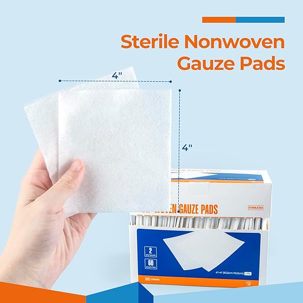 KINGSTAR STERILE NONWOVEN GAUZE PADS, 4″X 4″ WOUND DRESSING, 60 PACKS – 120 PIECES SUPERIOR SOFT SPONGE PADS, HIGHER ABSORBENT GAUZE COMPRESSES FOR TRAUMA OR POST-OPERATIVE WOUND CARE