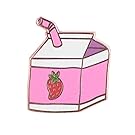 Strawberry Milk Enamel Pin Food Pin