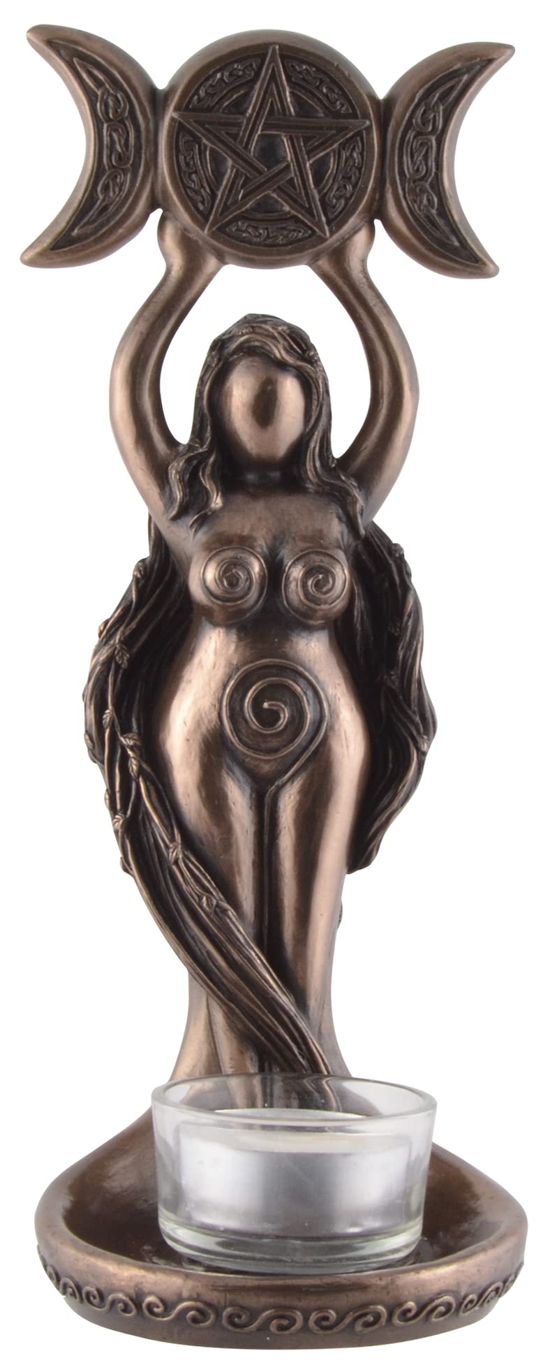 Veronese Triple Moon Goddess Hekate as Tea Light Holder - Bronzed