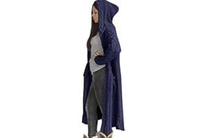 WPOUMV Oversize Sweaters for Women Plus Size Cable Knit Long Cardigan Open Front Long Sleeve Hooded Jacket Coat with Pocket