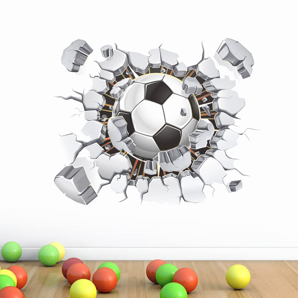 3D Football Inspiration Wall Sticker 3D Football Sticker Realistic Football Decoration Cartoon Children's Room Wall Painting