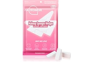 Fauxomor 108 Pcs Mini Makeup Sponges Wedges for Face Foundation, Latex-Free Triangle Cosmetic Make Up Sponge for All Skin Types, Beauty Blender for Flawless Application and Blending with Two Pouches