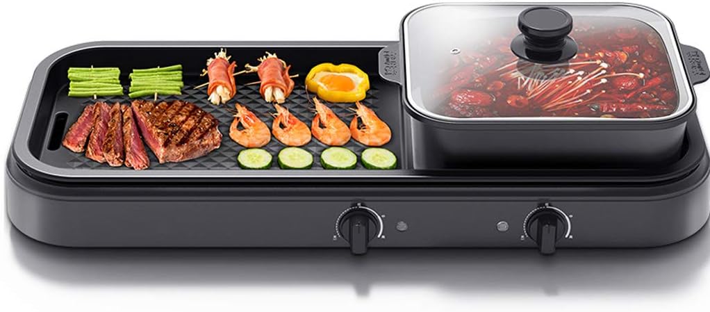 Review zaizai Indoor BBQ Smokeless Grill Adjustable Temperature Control – Non-Stick Removable Ceramic Surface 7 Seconds Fast Heat Knob Temperature Control 2200W