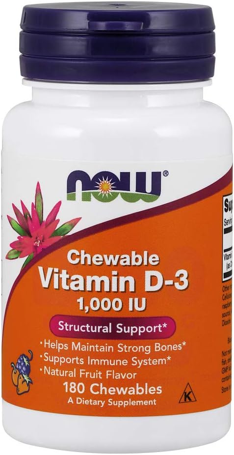 NOW Supplements, Vitamin D-3 1,000 IU, Natural Fruit Flavor, Structural Support*, 180 Chewables: Health & Personal Care
