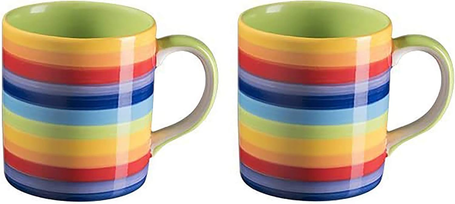 Windhorse Rainbow Striped Mug (2 Pieces) Amazon.co.uk Kitchen & Home