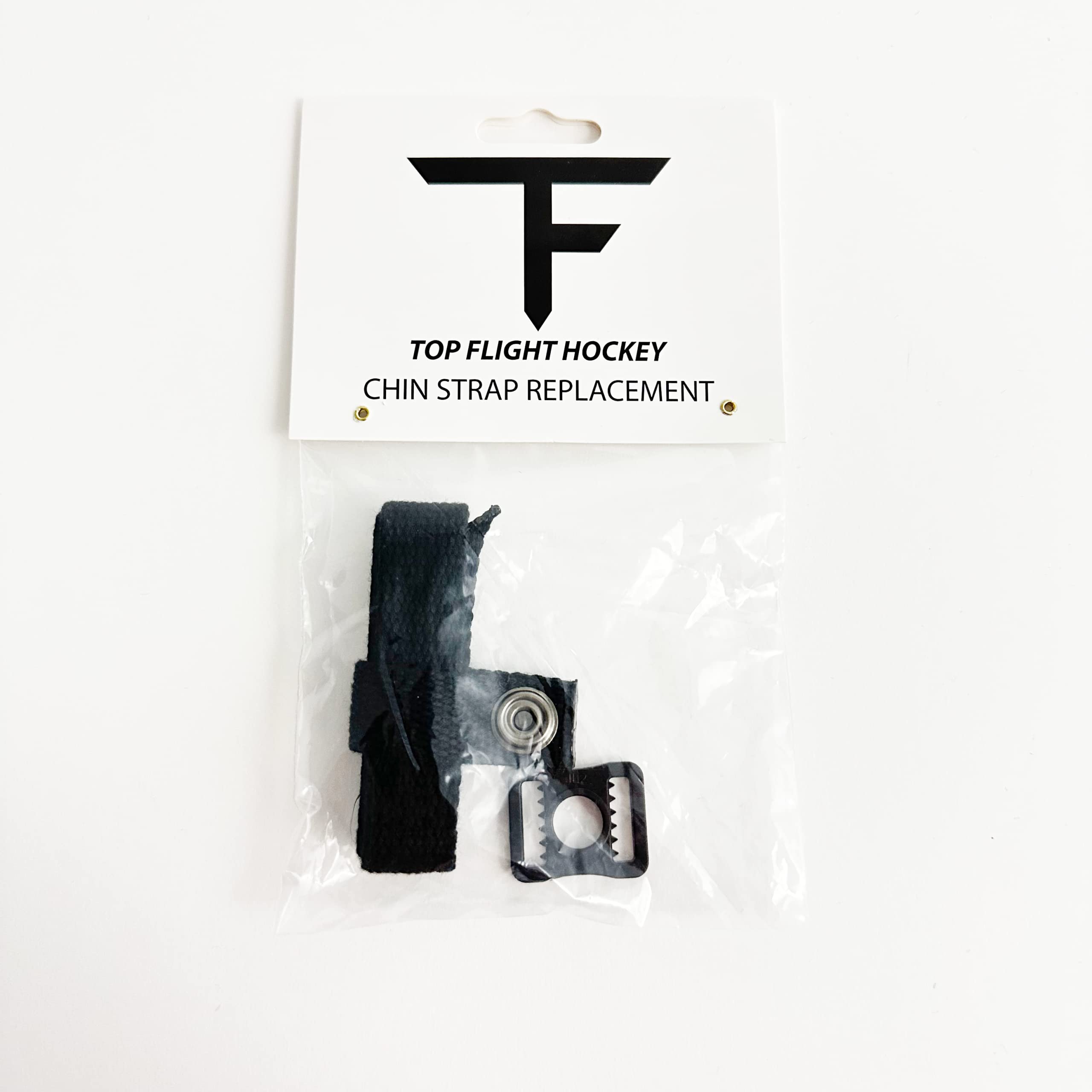Top Flight Hockey Helmet Chin Strap Replacement - Single Snap & Clip, Black, Fits Most Helmets