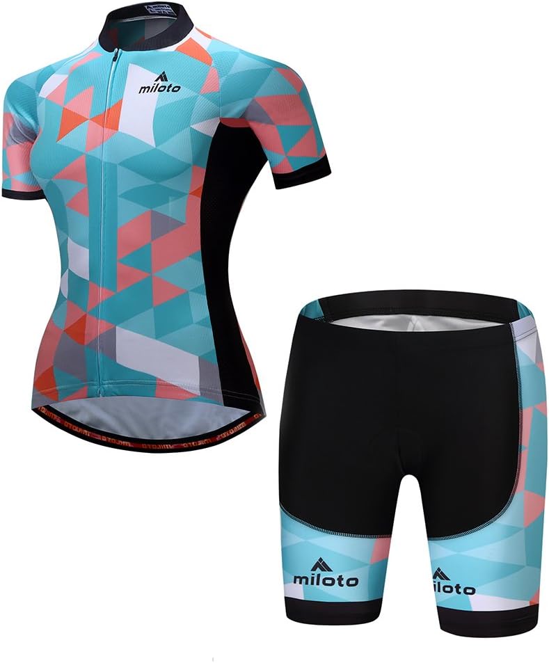 MILOTO Women's Cycling Jersey Reflective Shirt Padded Shorts Set
