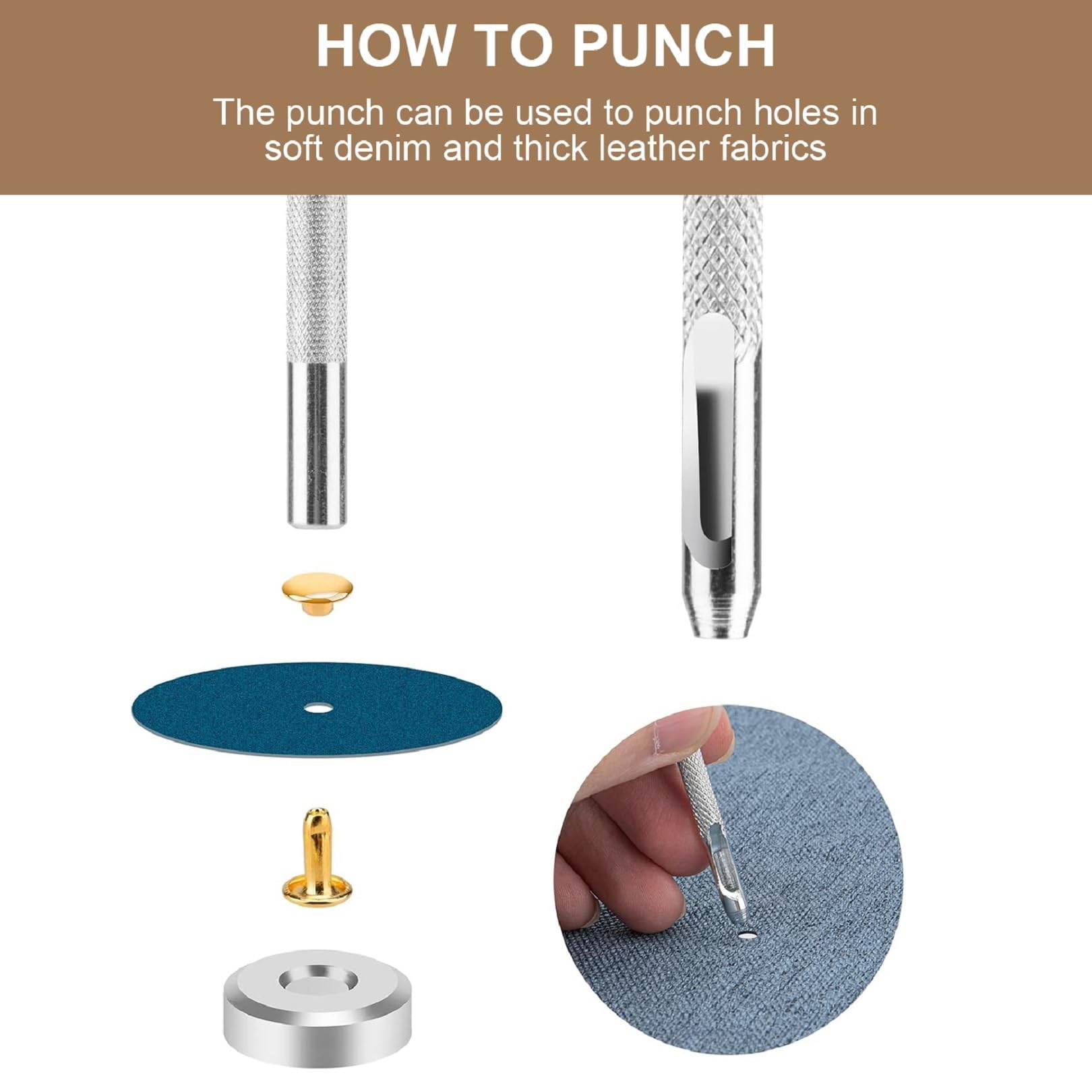 Siziviki 480 Sets Rivets for Leather, 4 Colors 3 Sizes Leather Rivets Kit, Double Cap Rivet with 4 Setting Tools, Suitable for Bags, Decoration