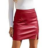 We1Fit Womens Fuax Leather Skirt High Waisted Bodycon Pencil Mini Skirts with Shorts