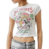 Y2k Tiger Graphic Baby Tee for Women Cute White Short Sleeve Crop Top Summer Aesthetic Vintage Clothes Teen Girls