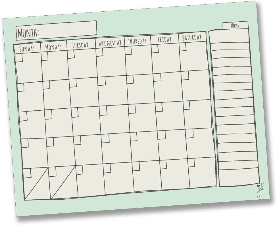 Jennakate - Mint Magnetic Dry Erase Refrigerator Calendar - Monthly Refrigerator Planner - Schedule Board Calendar- Family Command Center -18" x 14" : Office Products