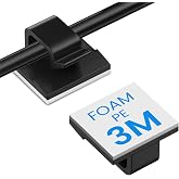 30 Pcs Small Black Adhesive Cable Clips for Cord Management Under Desk Nightstand Phone PC Charger Plug Speaker TV Cord Holder Keeper Hook Wall Wire Organizer Car Dash Cam Ethernet Christmas Light