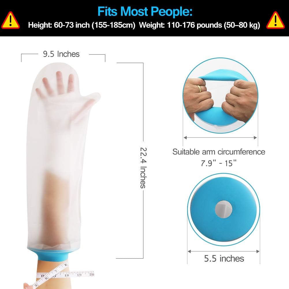 Waterproof Arm Cast Covers for Shower Bath, Adult Watertight Wound Protectors for Surgery Hand, Wrist, Reusable Bandage Dressing Sleeve [2020 Upgrade]: Health & Personal Care