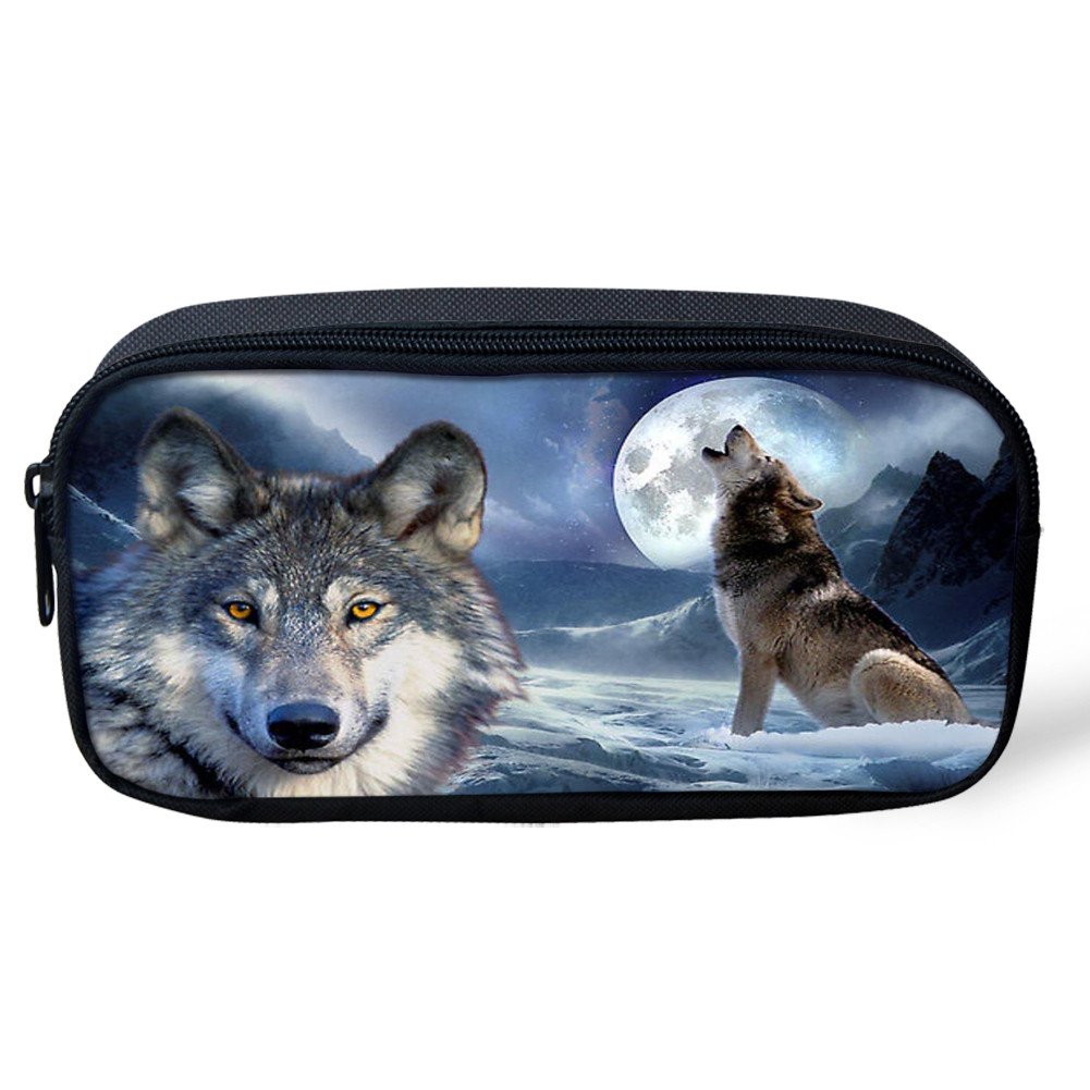 Coloranimal Stylish School Pencil Case Cool 3D Wolf Printed Pencil Pouch