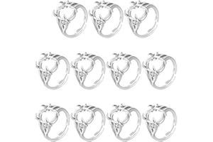 CRAFTYMELODY 10Pcs Claw Ring Blank Brass Prong Ring Settings 4 Claw Rings Findings Platinum Adjustable Rings Bases Finger Com