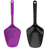 Food Drain Colander Scoop Practical Durable Plastic Water Skimmer Strainer Scoop Food Drain Shovel with Handle for Kitchen Food Drain(2Pcs)