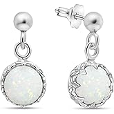 925 Sterling Silver Gemstone Earrings for Women - Birthstone Earring - Earrings Silver Dangle Post Earrings - Silver Drop Earrings for Women - Everyday Earrings - Minimalist Jewelry for Women