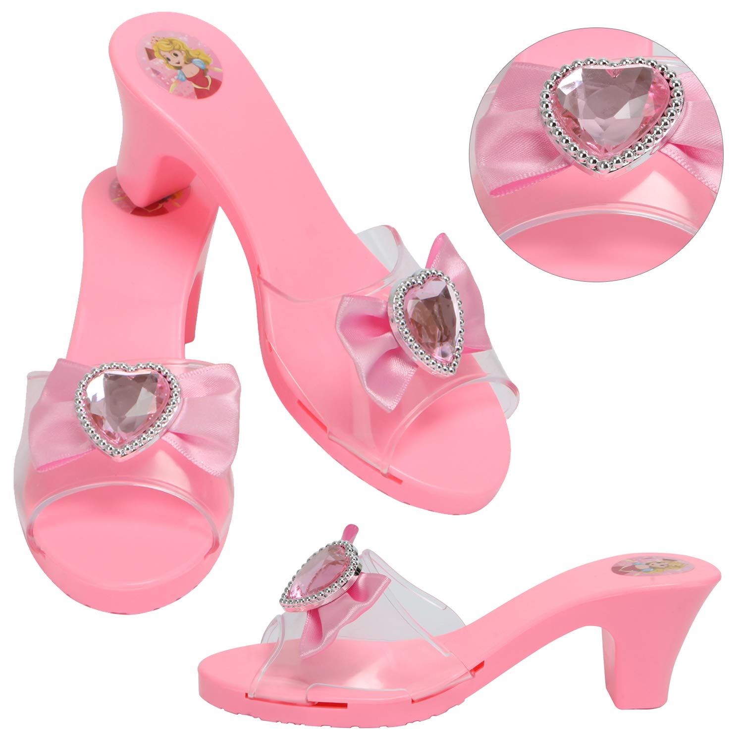 Mastom Girls Play Set! Princess Dress Up & Play Shoe and Tiara (3 Pairs of Shoes + 1 Tiara) Role Play Collection Fashion Princess Shoes Birthday Party Favor Gift Set for Little Girls
