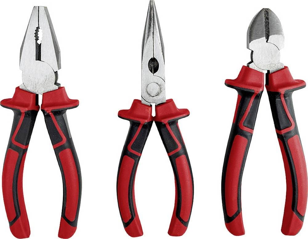 kwb 3-Piece Pliers Set in 160 Mm, With induction Hardened Cutting Edges, 2-Component Handle With Hand Protection, Durable, Polished Surface, Storage Case, Complies With Din Iso 5745