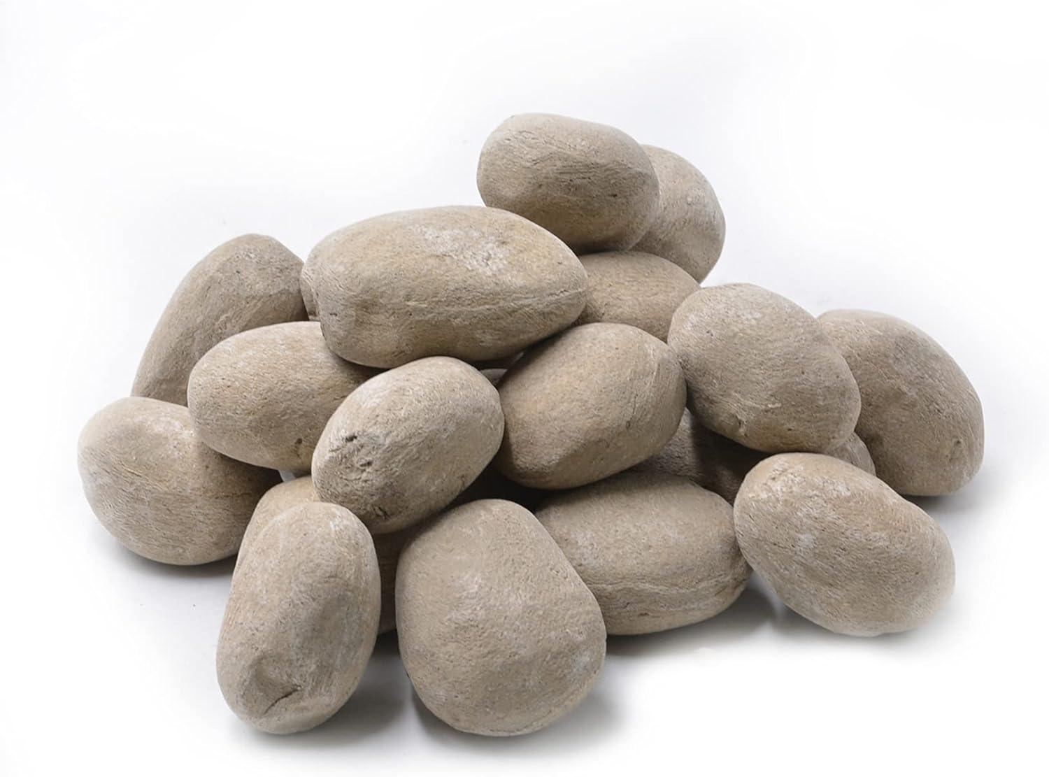 Hardscaping Materials - Stanbroil 24pcs Light Weight Ceramic Fiber Pebble Stones for Indoor, Gas Inserts, Ventless, Vent Free, Electric, Outdoor Fireplaces and Fire Pits - Beige