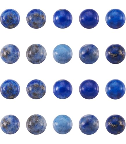 10 Pcs Natural Round Lapis Lazuli Stone Cabochons – Flatback Dome, 8-12mm Mix, Blue Gemstone For Jewellery Making