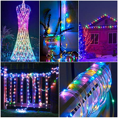99Ft LED Rope Lights Outdoor, 500 LEDs Fairy String Lights Plug in 8 Modes, Dimmable, Super Durable, Waterproof String Lights Outdoor Indoor for Patio Wedding Christmas, 2 Remote Control (Multicolor)