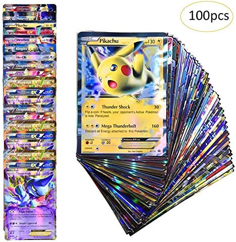 100pcs Poke Cards TCG Style Card, Mega EX Cards Full Art, Includes 80 EX Cards 20 GX Cards Look Alikes