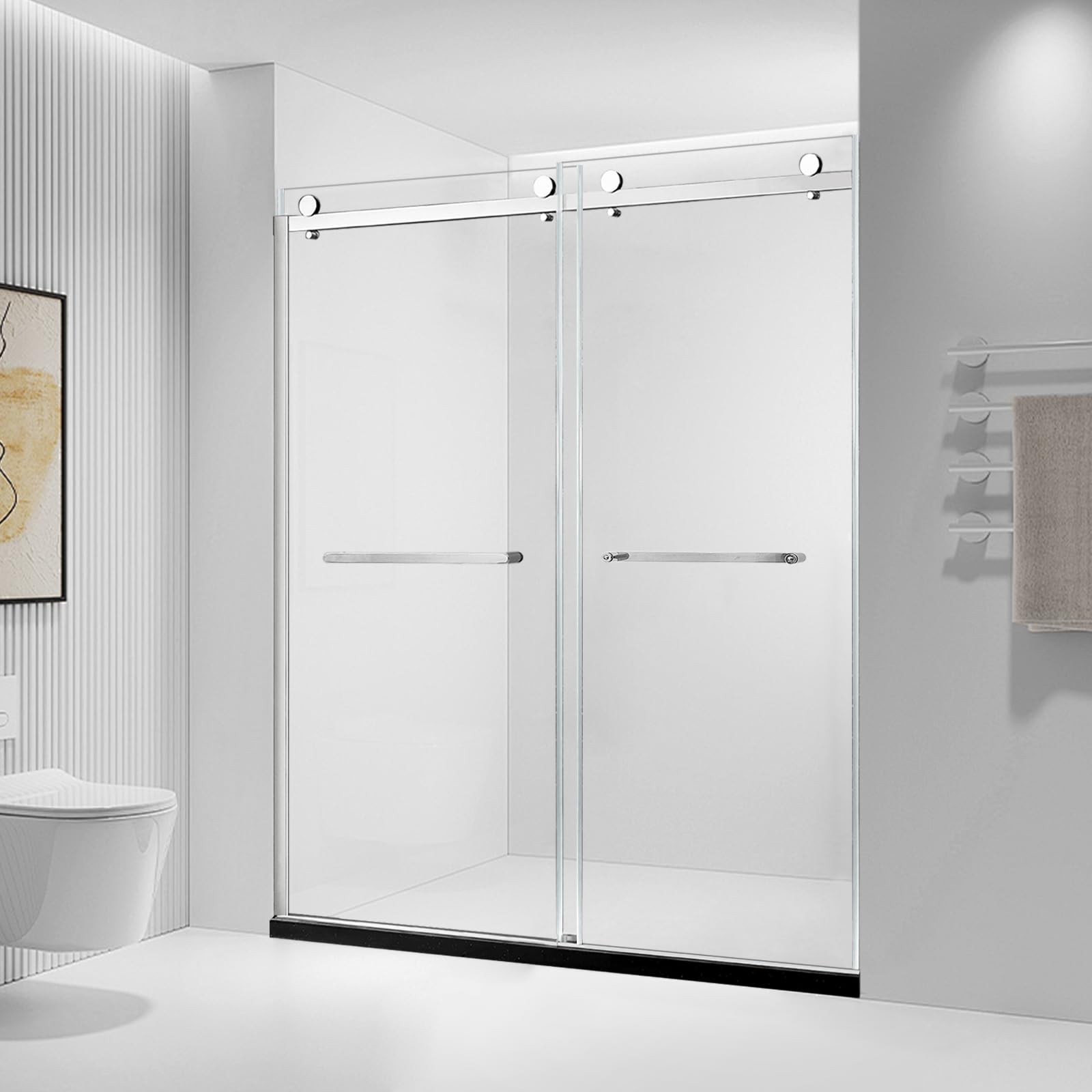 View 1 of ***MISSING PARTS***
***MISSING PARTS***issing hardware88888
Mersviton Shower Door, 60" W x 74" H Framed Double Sliding Shower Door with 5/16"(8mm) Clear Tempered Glass, Glass ShowerDoor w/Explosion-Proof Film Nano Coating,Brushed Nickel Finished
