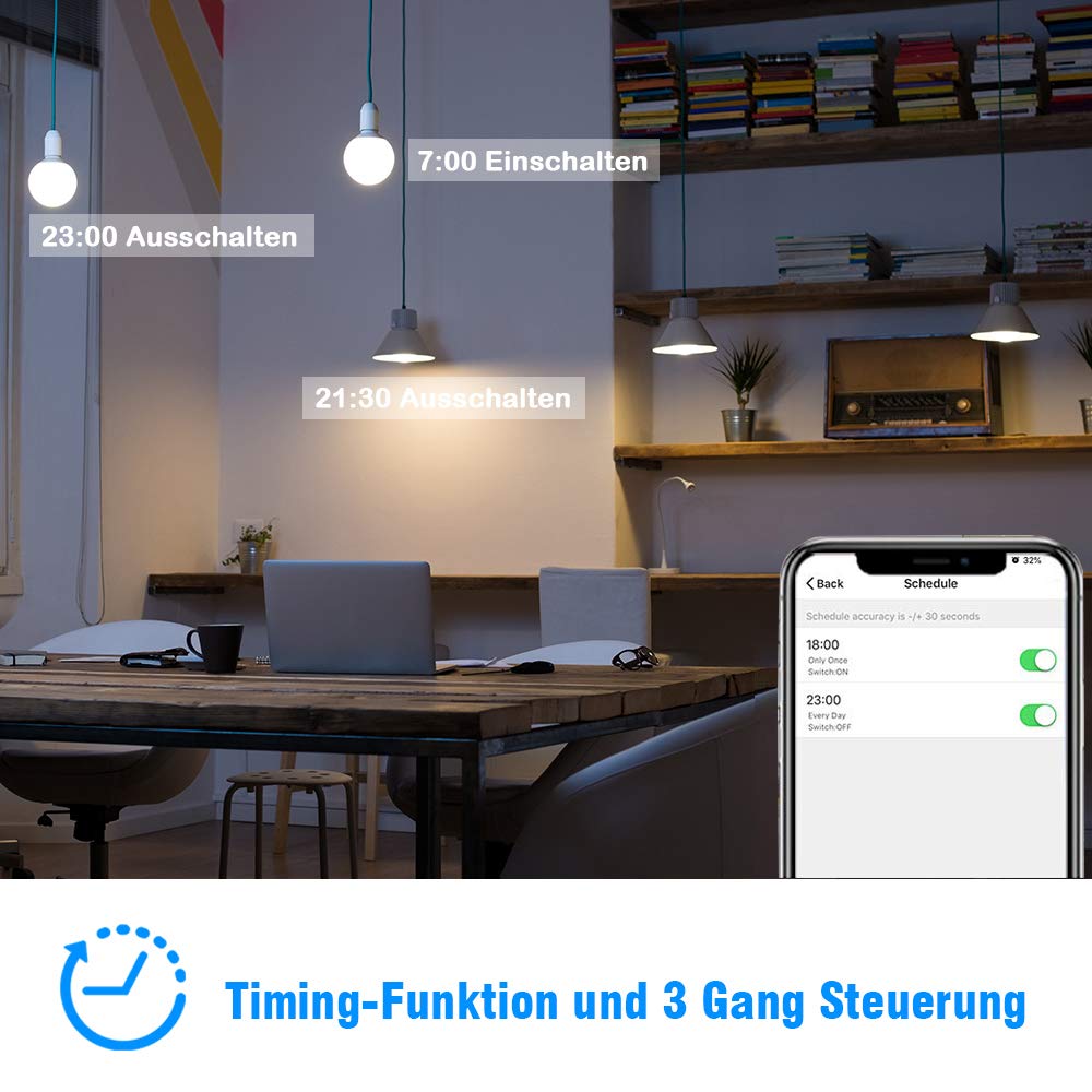 Rolladen Zeitschaltuhr WiFi Rolladenschalter bedee Smart Lichtschalter Wireless Touch Funkschalter Kompatibel mit Alexa Echo Und Google Assistant App Touchscreen Fernbedienung Timing Funktion 3 Gang