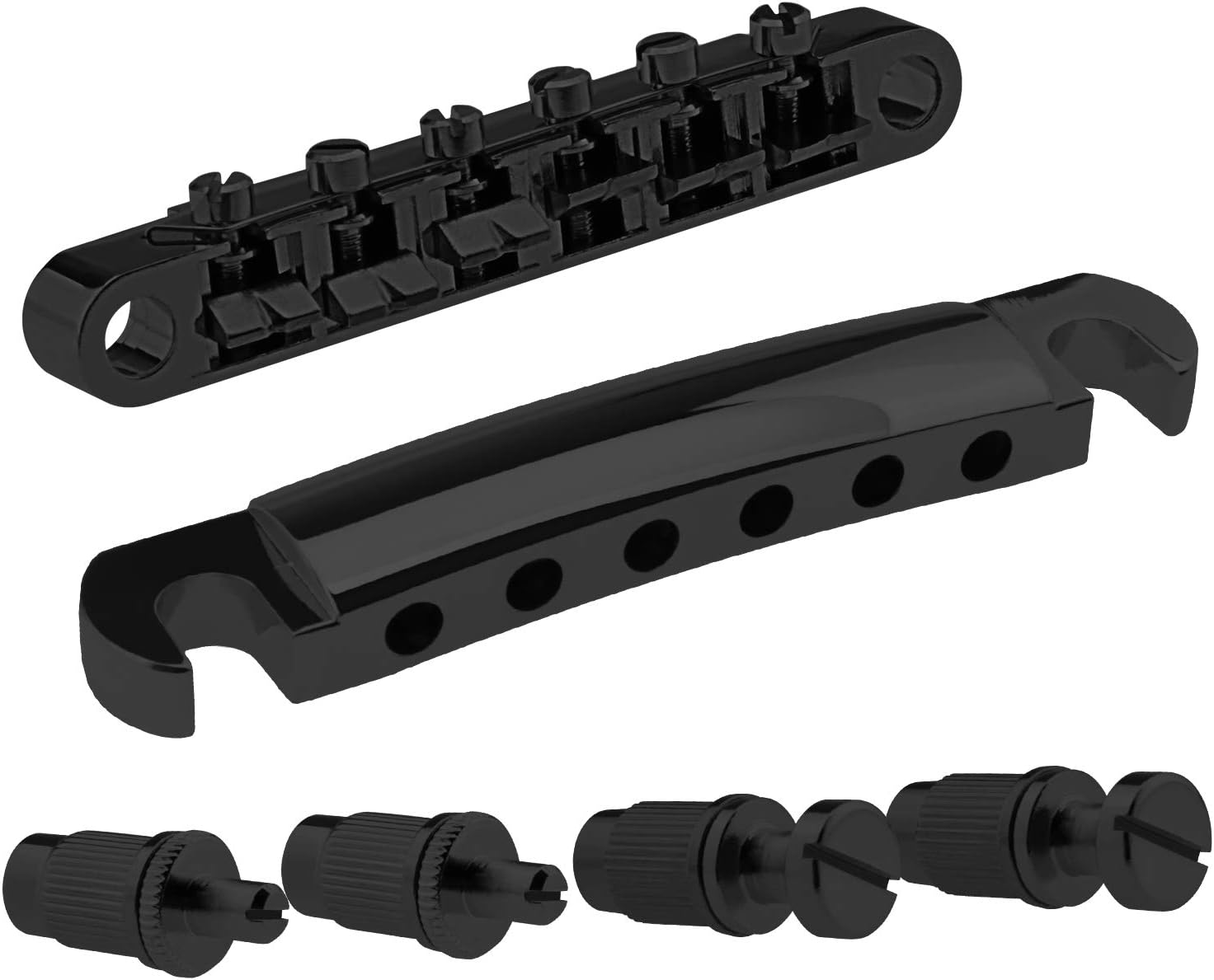 Black Electric Guitar TuneoMatic Tailpiece & Bridge Set With Studs