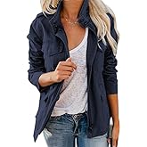 chouyatou Women's Fall Stand Collar Zip Up Military Cotton Utility Safari Jacket